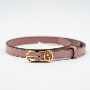 size 95 Gucci Interlocking G Slim Leather Belt Rose Pink Gold